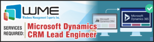 WME Needs Microsoft Dynamics CRM Lead Engineer